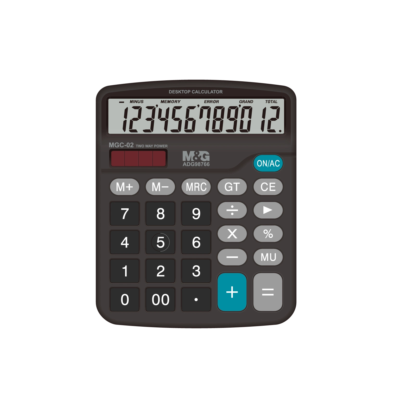 School Office Financial Desktop Old Style Simple Calculator 12 Digit Solar Calculator