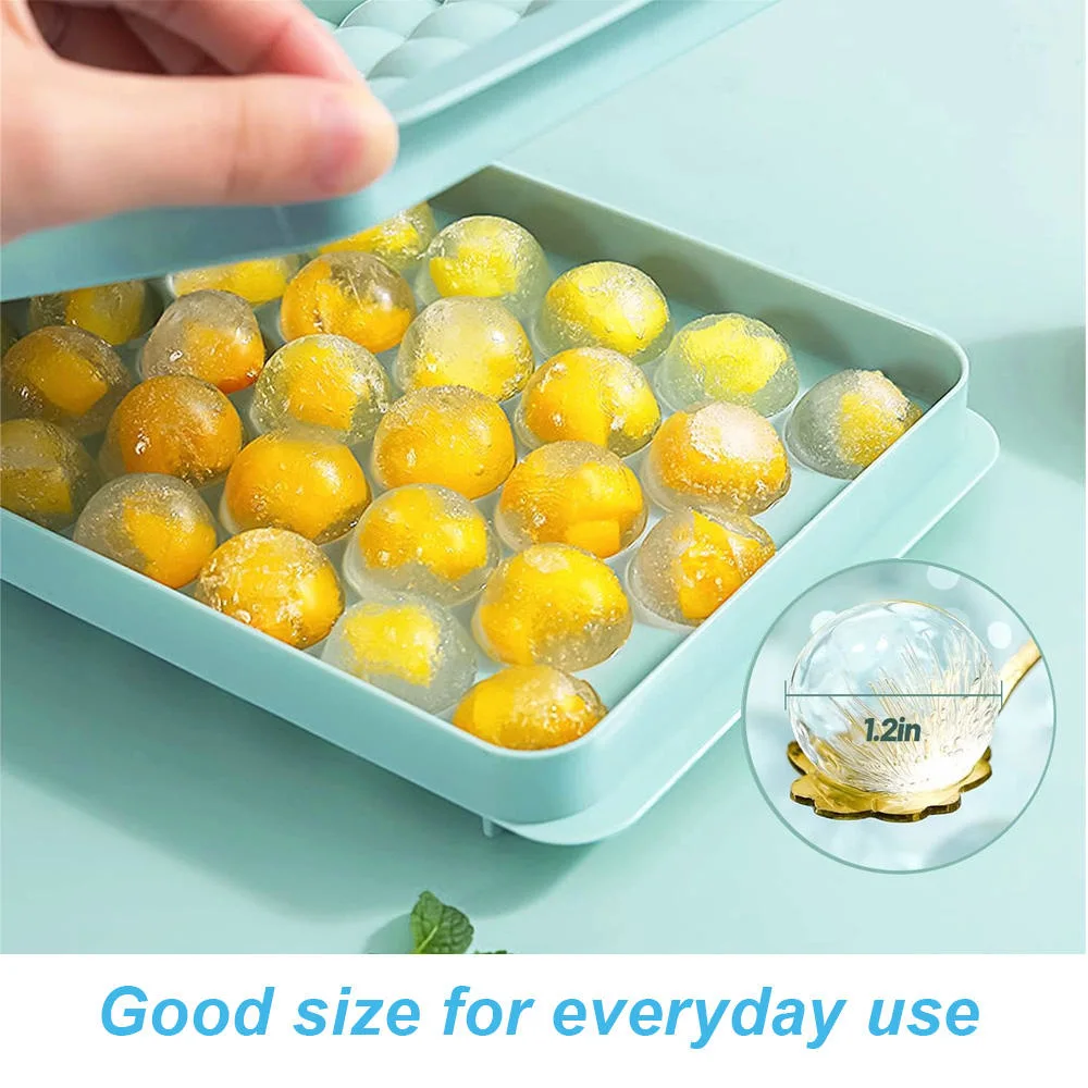 BPA Free Plastic Mini Round Ice Ball Maker Mold Ice Cube Tray with Lid