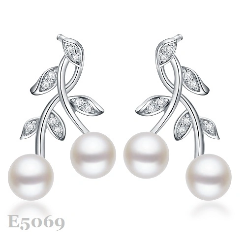 Wicker 925 Sterling Prata Earring pino Pearl Jóias com CZ Pedras e pérolas de FW