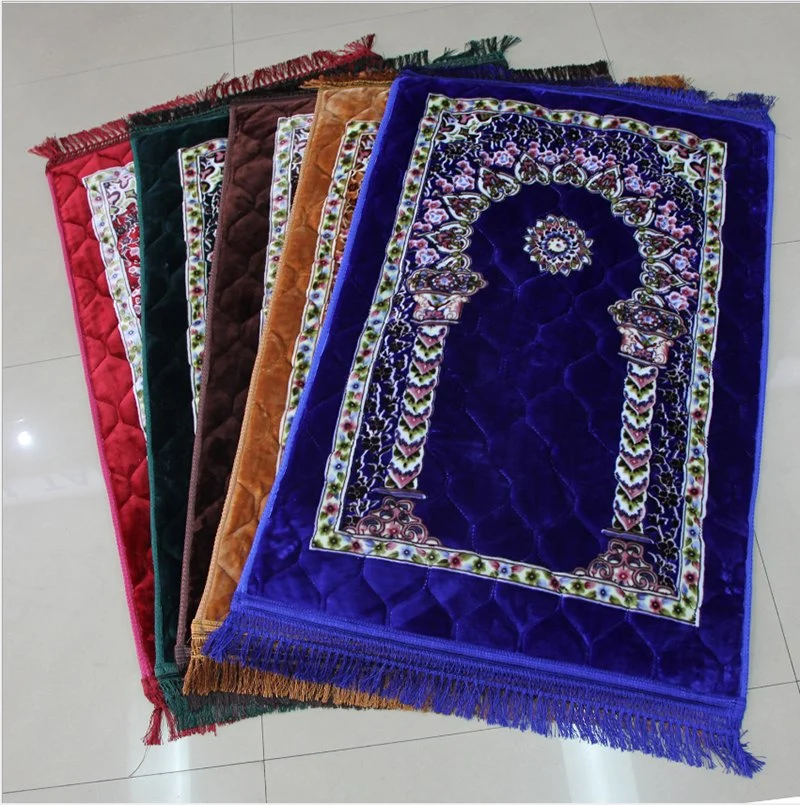 Ourwarm Custom Islamic Travel Foldable Padded Velvet Thick Rug Muslim Prayer Mat Turkish Gift Set