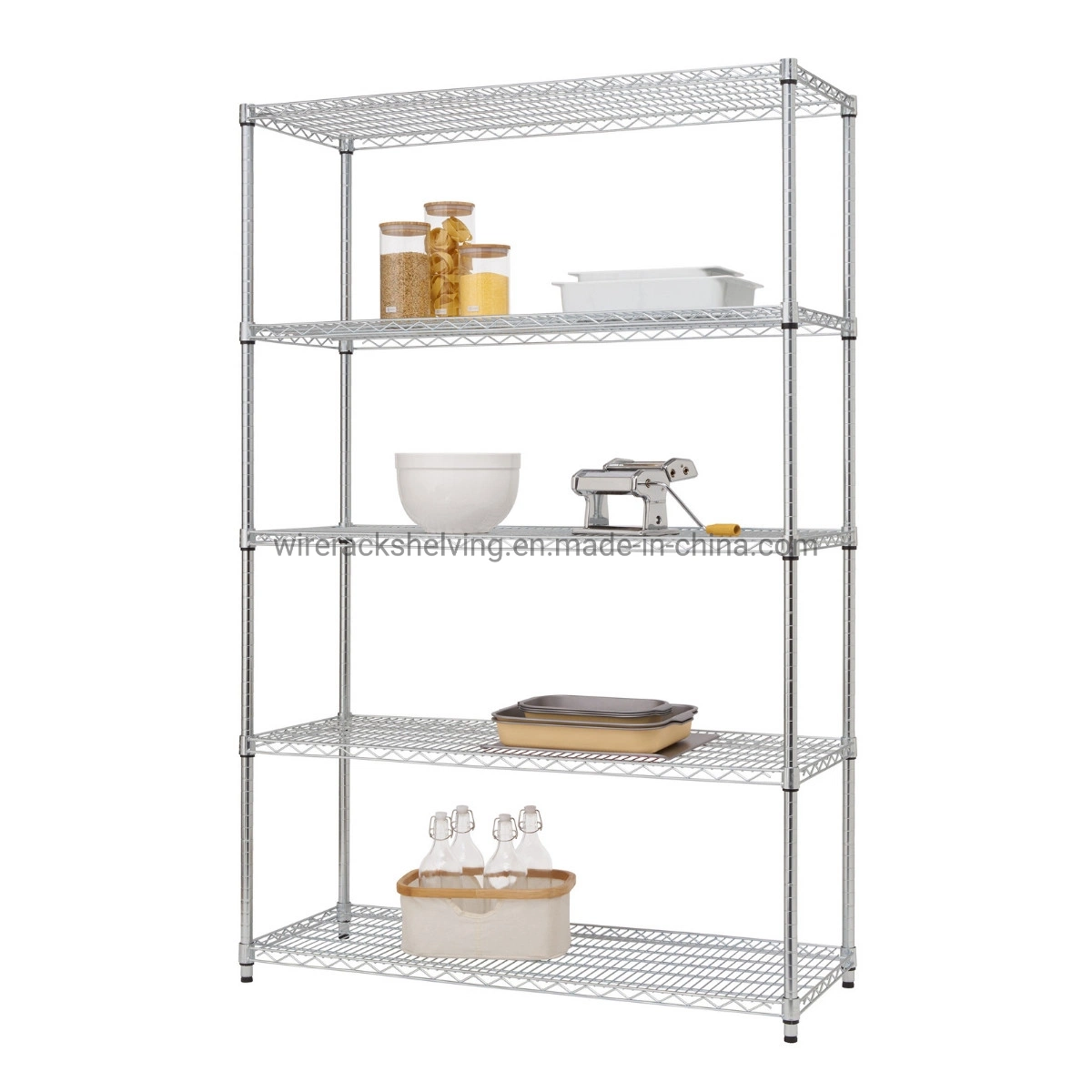 4-Shelf Adjustable Wire Storage Shelving Unit Wire Shelf, Steel Organizer Wire Rack