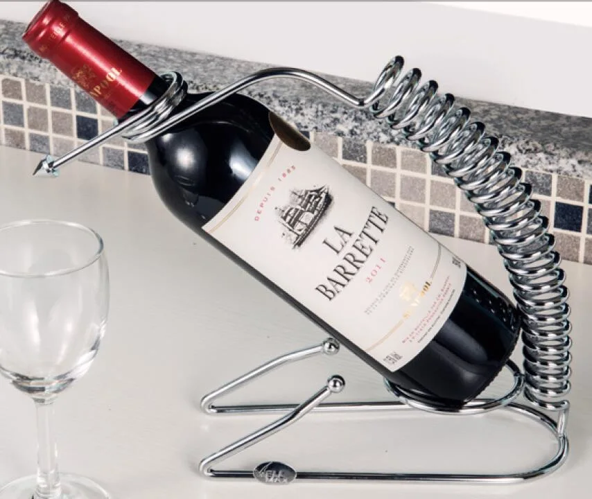 (BJ006) Iron Chromed Glass Holder Wine Bottle Holder