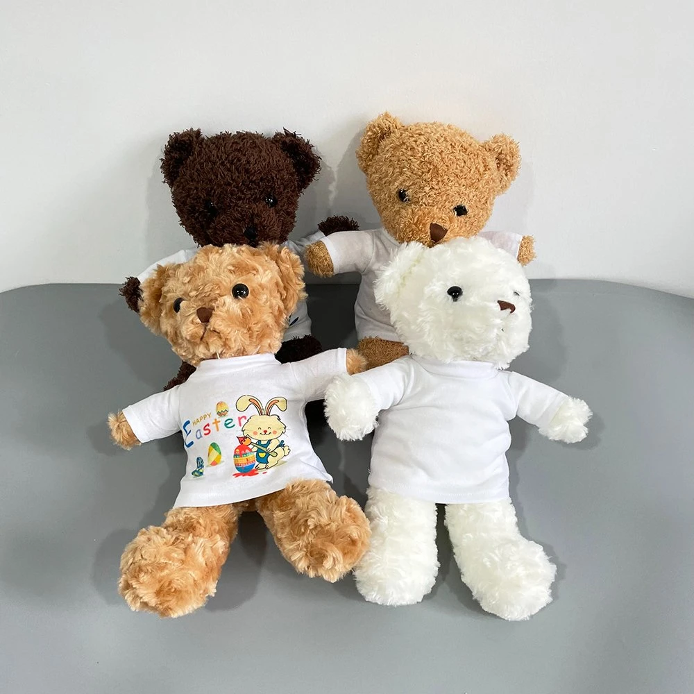 Bear with Removable T-Shirt for Sublimation Sublimation Stuffed Animal with White T Shirt 30 Cm Stuffed Animal with Sublimation Removable T Shirts