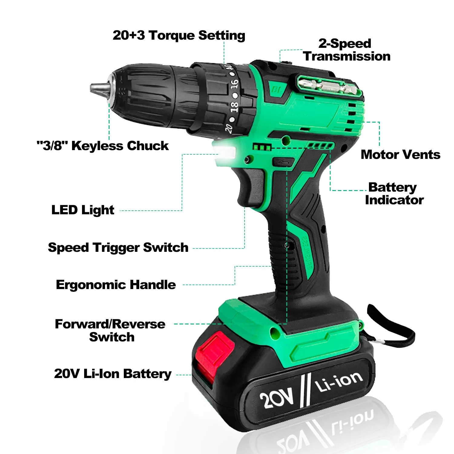 Impact Cordless Drill Brushless Power Tools 20V