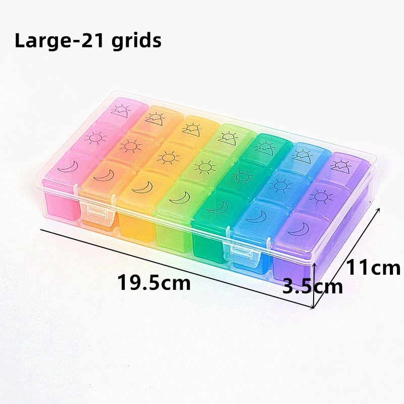 Hot Selling Detachable Large Size Weekly Pill Box Organizer 7 Days 21 Grids Pill Storage Cases