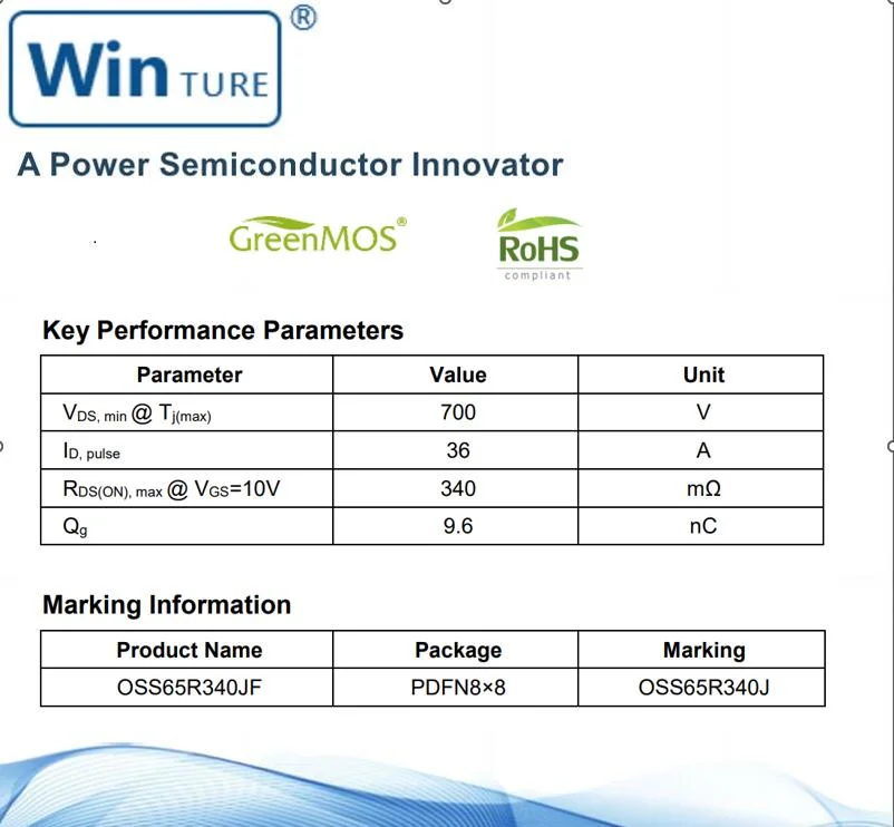 Serverstrom RoHS 1/3 Kosten für Galliumnitrid (GaN) Gerät im Hochfrequenzbetrieb Super Si Oss65r340FF To220f MOSFET