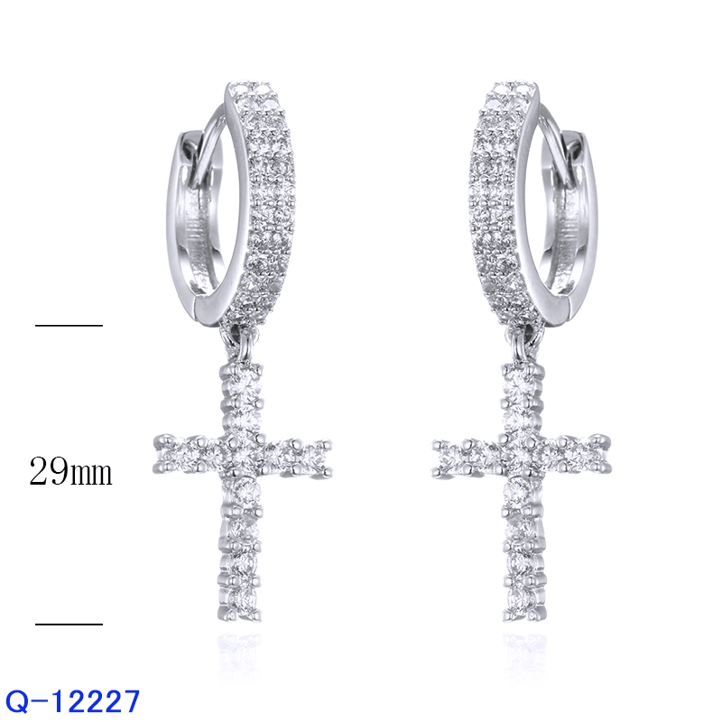 Fashion Copper Jewelry 925 Sterling Silver CZ Dangle Drop Earrings for Women