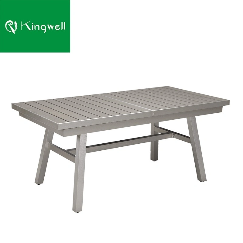 Outdoor Furniture Restaurant Garden Aluminum Extendable Table with Plastic Wood Color Options