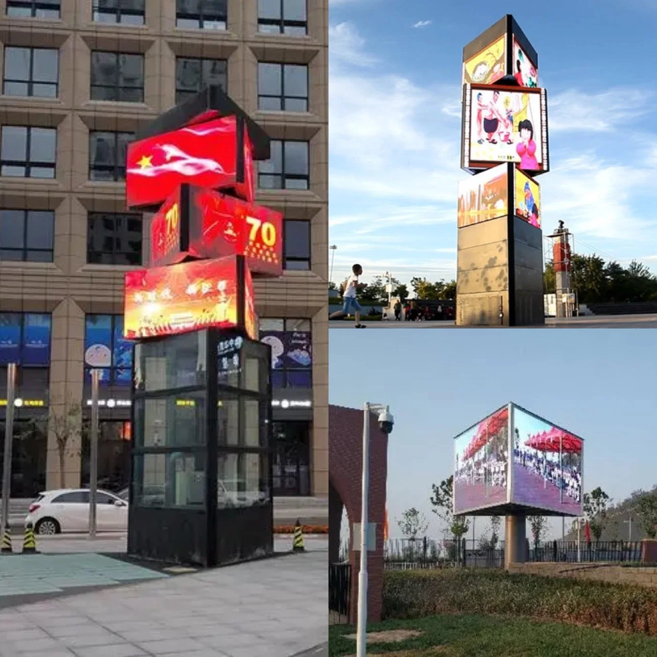 85 Inch Triple Sided LED Pole Banner Outdoor Display
