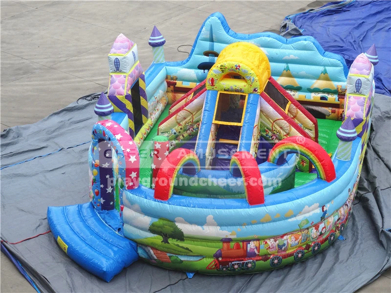 Cheer Amusement Rainbow Kids Inflatable Bouncy Castle for Bouncing, Jumping