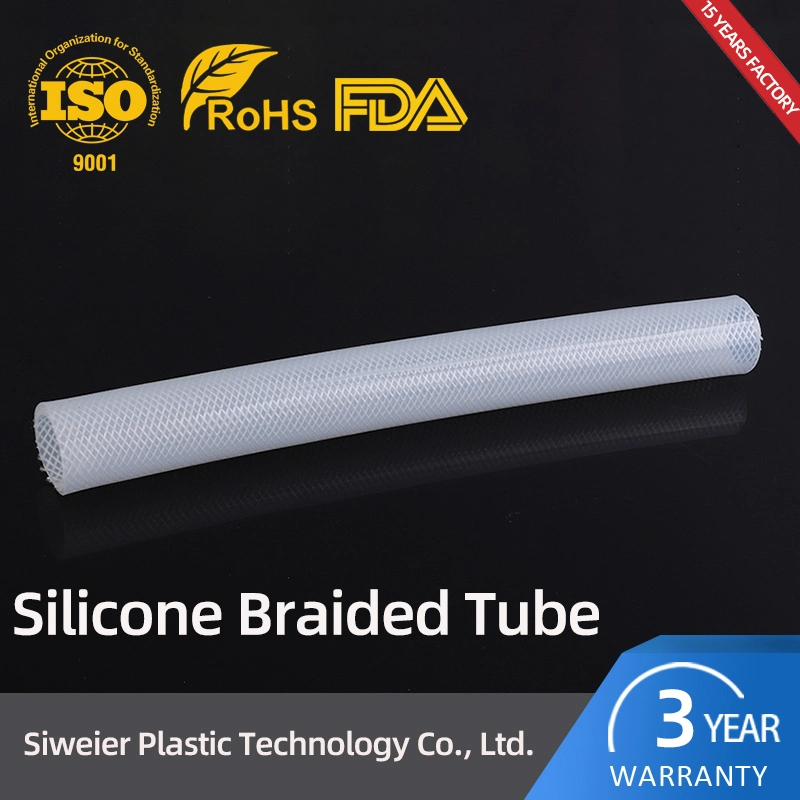 Manguera de goma de fibra de trenza Platinum-Processed Food Grade trenzado reforzado tubos de silicona