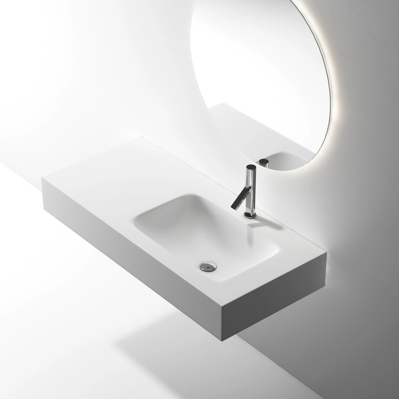 Hardcover Apartment Long Man Made Stone Integrated Wash Basin