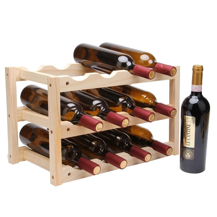 3 Tier Sturdy and Durable Wooden Wine Rack Wine Storage Cabinet Shelf