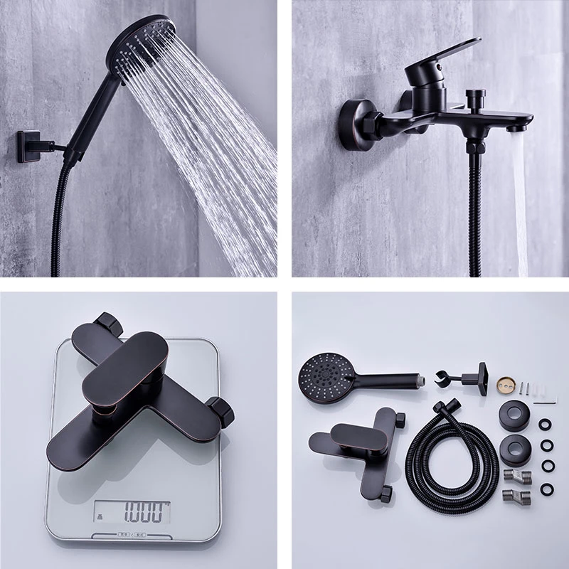 Wall Mount Single Handle Bathroom Tub Mixer Tap Bathtub Faucet with Handheld Spray Waterfall Tub Filler