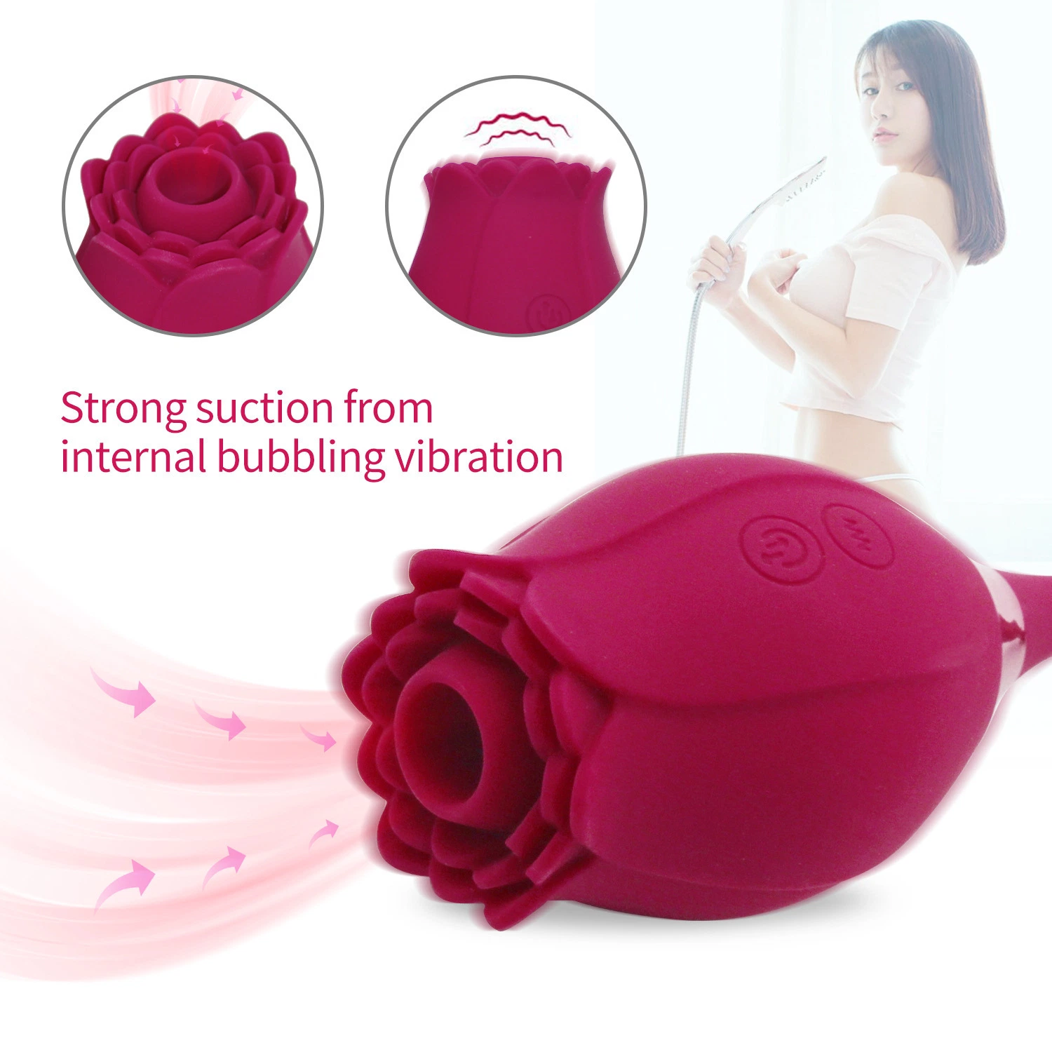 China Adult Sex Toys Rose vibrador Stick para Masturbação feminina Com função de sucção e de Licking