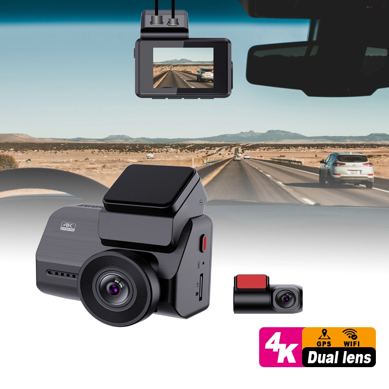 2,0"Best Mini WiFi GPS 4K Dash Cam Auto DVR mit APP 4K Dashcam Kamera-Recorder vorne und schwarz Dual Lens 4K WiFi Auto Dash Kamera