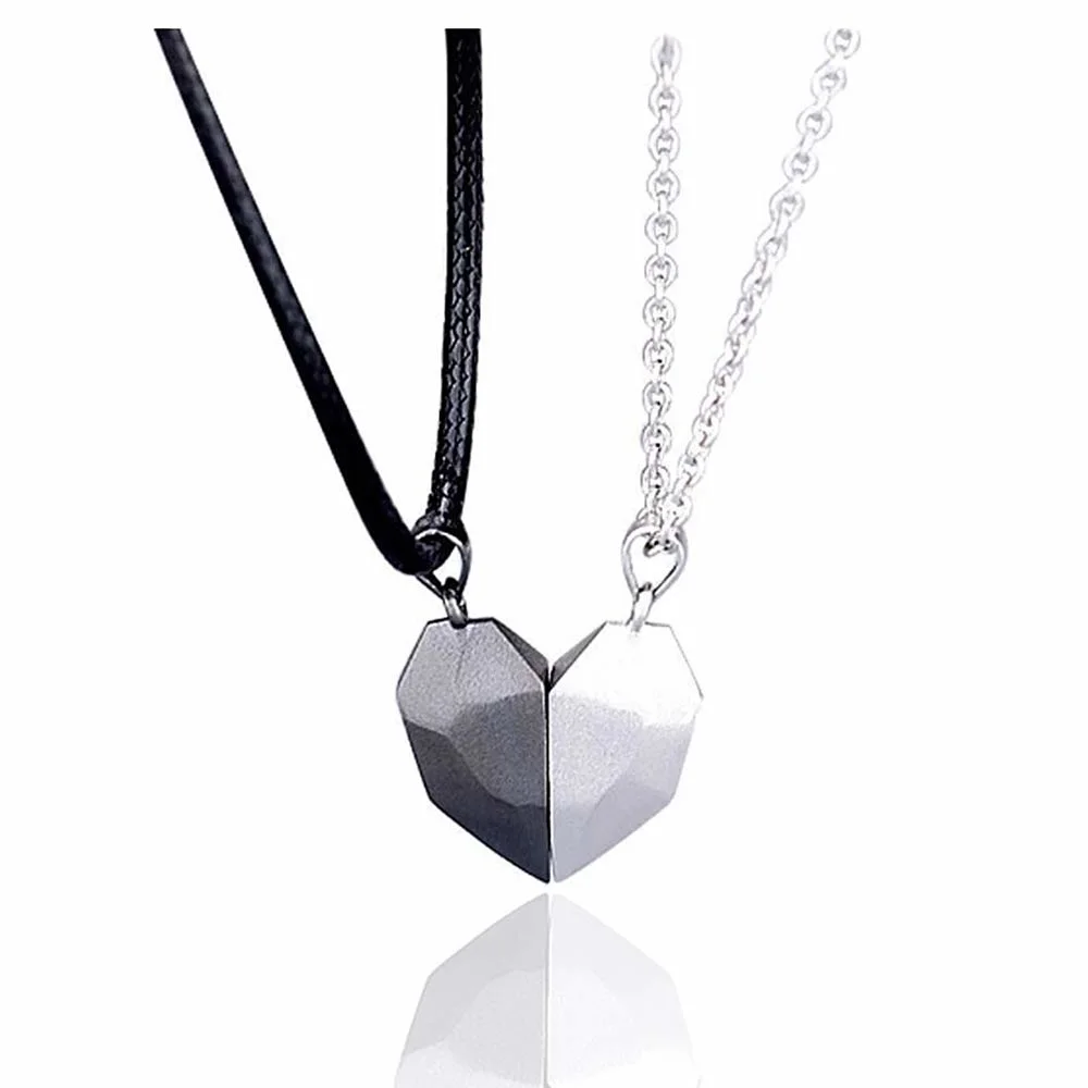 Fashion Two Souls One Heart Pendant Necklaces for Couple, Wishing Stone Creative Magnet Couples Necklace