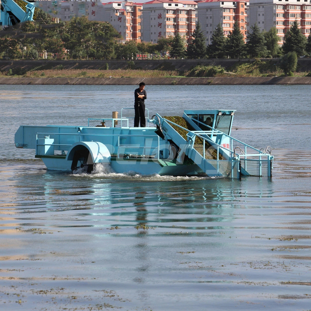 Infestantes aquáticas máquina de colheita para Aguap cortador de cana a recolha do lixo seco Barco/navio Skimmer Lixeira Barco Ceifeira/Água colhedora de plantas