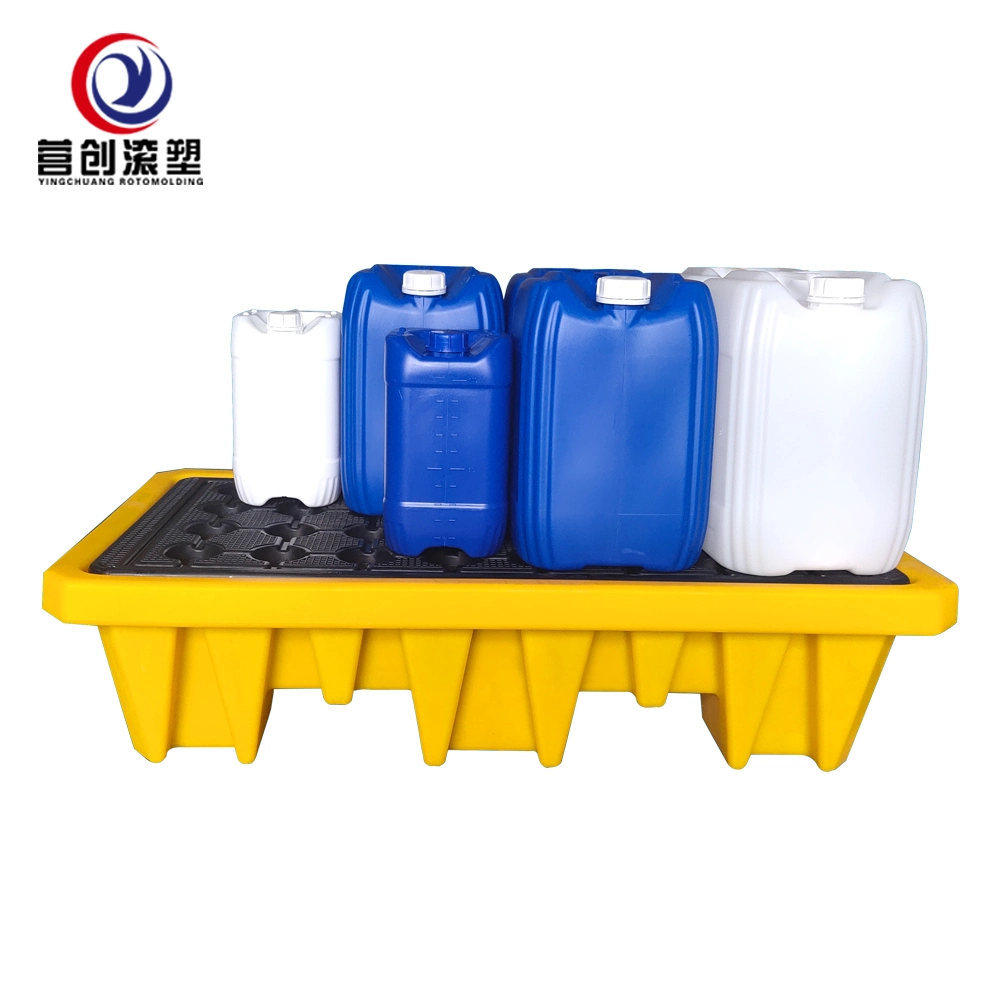 1300*700*300 mm Factory Hot Sale Poly Polyethylene Spill Plastic Pallet 4 Drum Secondary Containement Metal