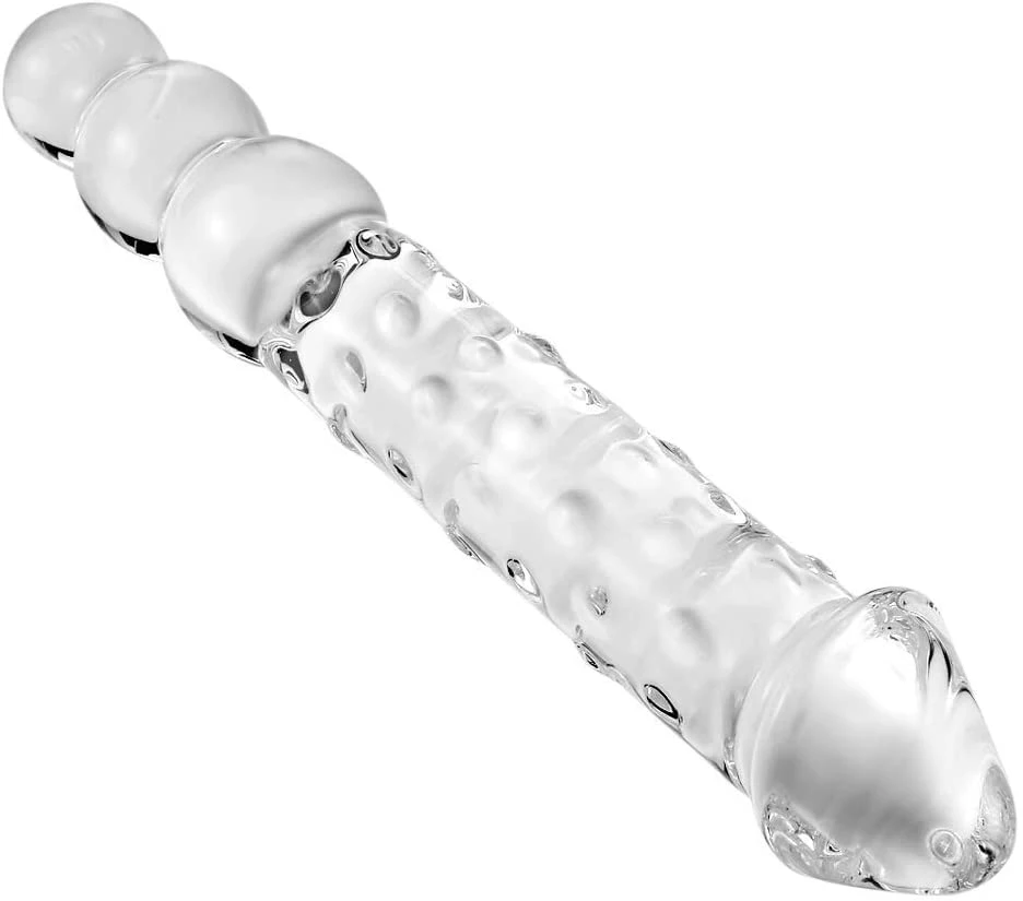 Large Glass Dildo Big Double Ended Dildo Double Headed Dildo with Largebutt Bead Plug