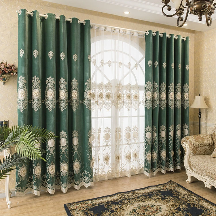 Luxury União Palace Villa Bordados Elegantes frescos Jacquard Romântico Cortinas simples para sala de jantar quarto Windows