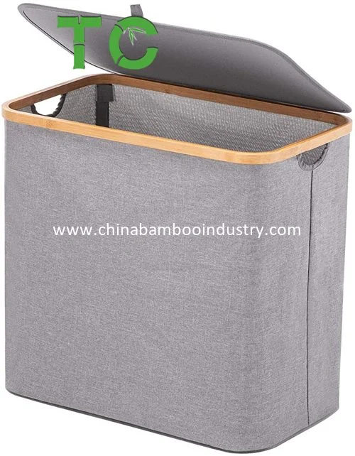 Waterproof Bamboo Laundry Hamper Basket with Lid Storage Basket Dirty Clothes Basket Bamboo Laundry Basket Collapsible Cloth Hamper