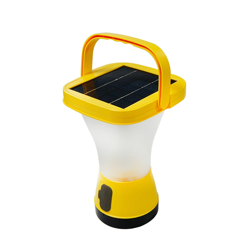 Tragbare Solar Power Home Licht und Outdoor Camping Hanging Solar LED-Lampe mit eingebautem Solarpanel-Telefon-Ladegerät und Sos Notlicht