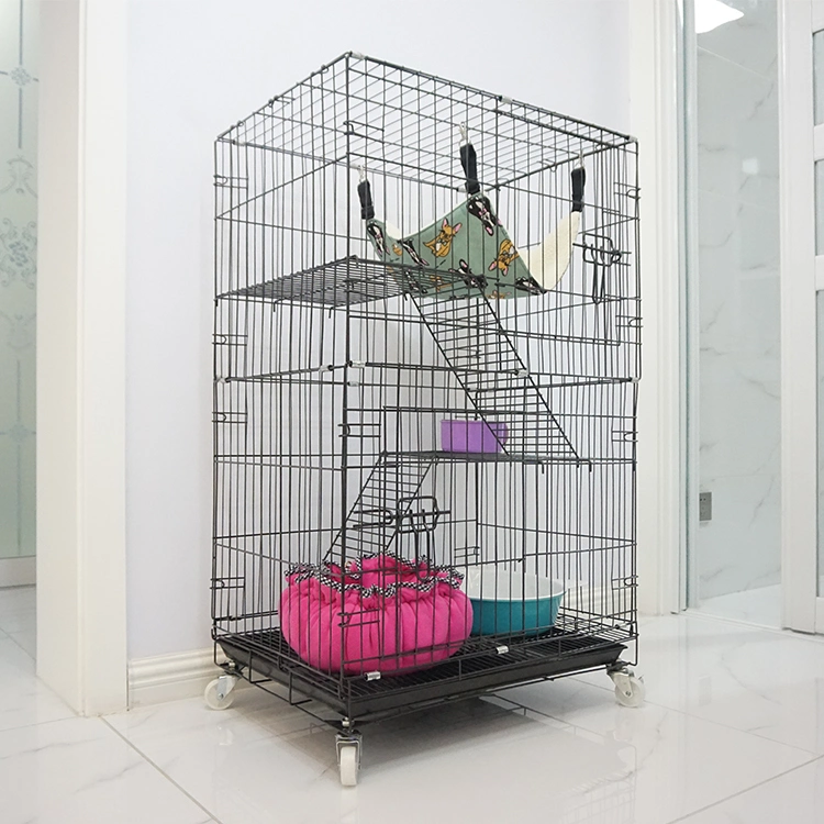 Factory Cheap Indoor Outdoor Metal Large Stainless Steel Wire Pet Cat Villa House Cage Foldable