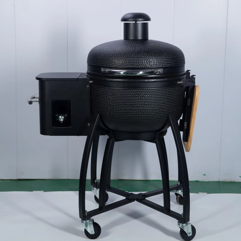 High-End Moveable Ceramic BBQ Kamado Pellet Smoker Grill with Casters