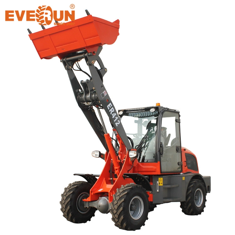 Er412 1.2Ton Everun Mini hidráulica cargador pequeño cargadora de ruedas con el soplador de nieve