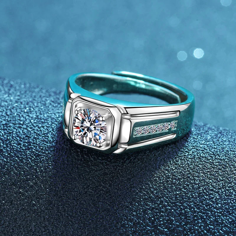 S925 Sterling Silver Classic Four Cالقانــون Group حلقة قيراط مفتوحة