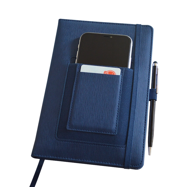 Textured PU Leather Planner Agenda with Phone Holder and Pen Loop