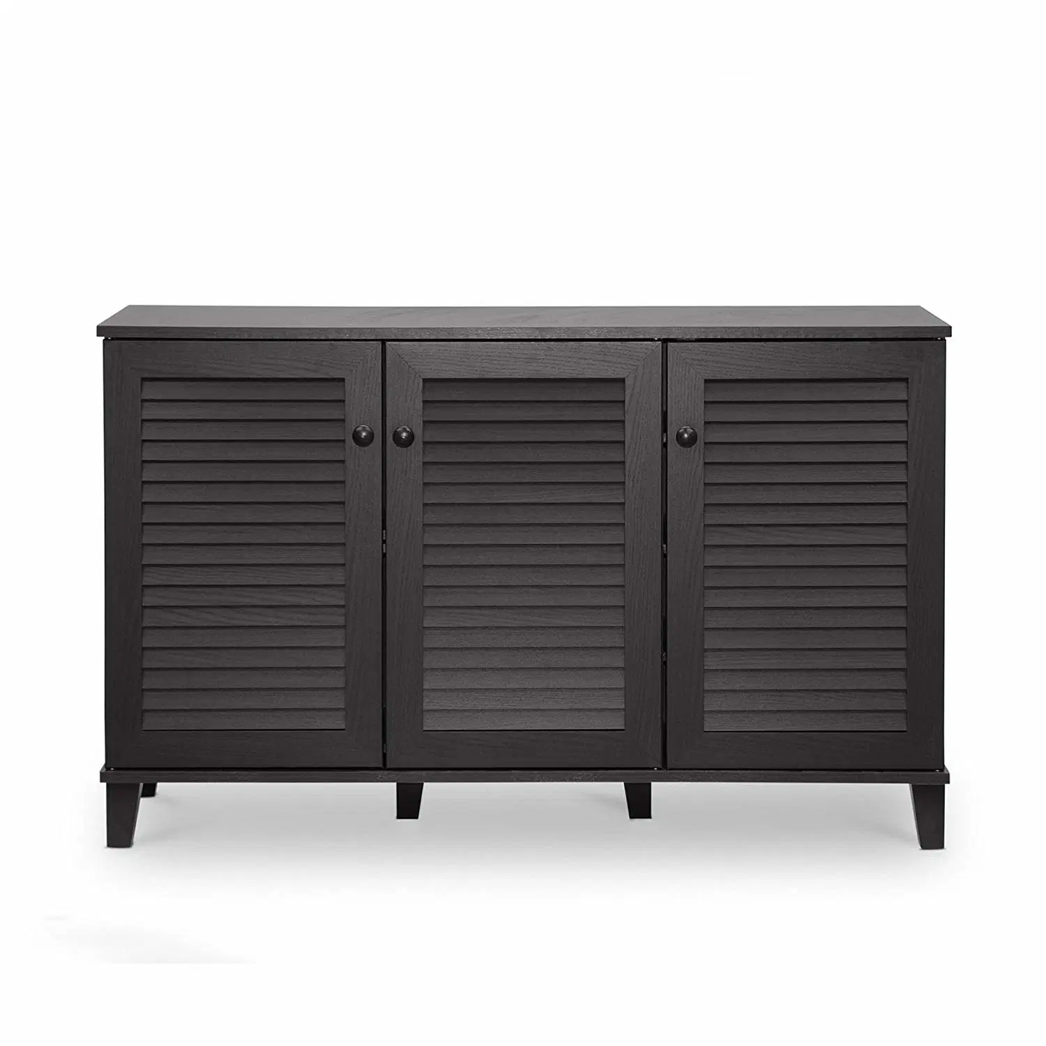 Home Furniture Espresso 3 Door Storage Cabinet Living Room Furniture with Solid-Wood Handles
