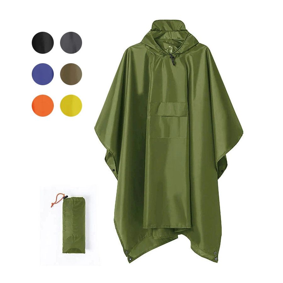 Hooded PVC PU Rain Poncho Waterproof Raincoat Jacket for Men Women Adults