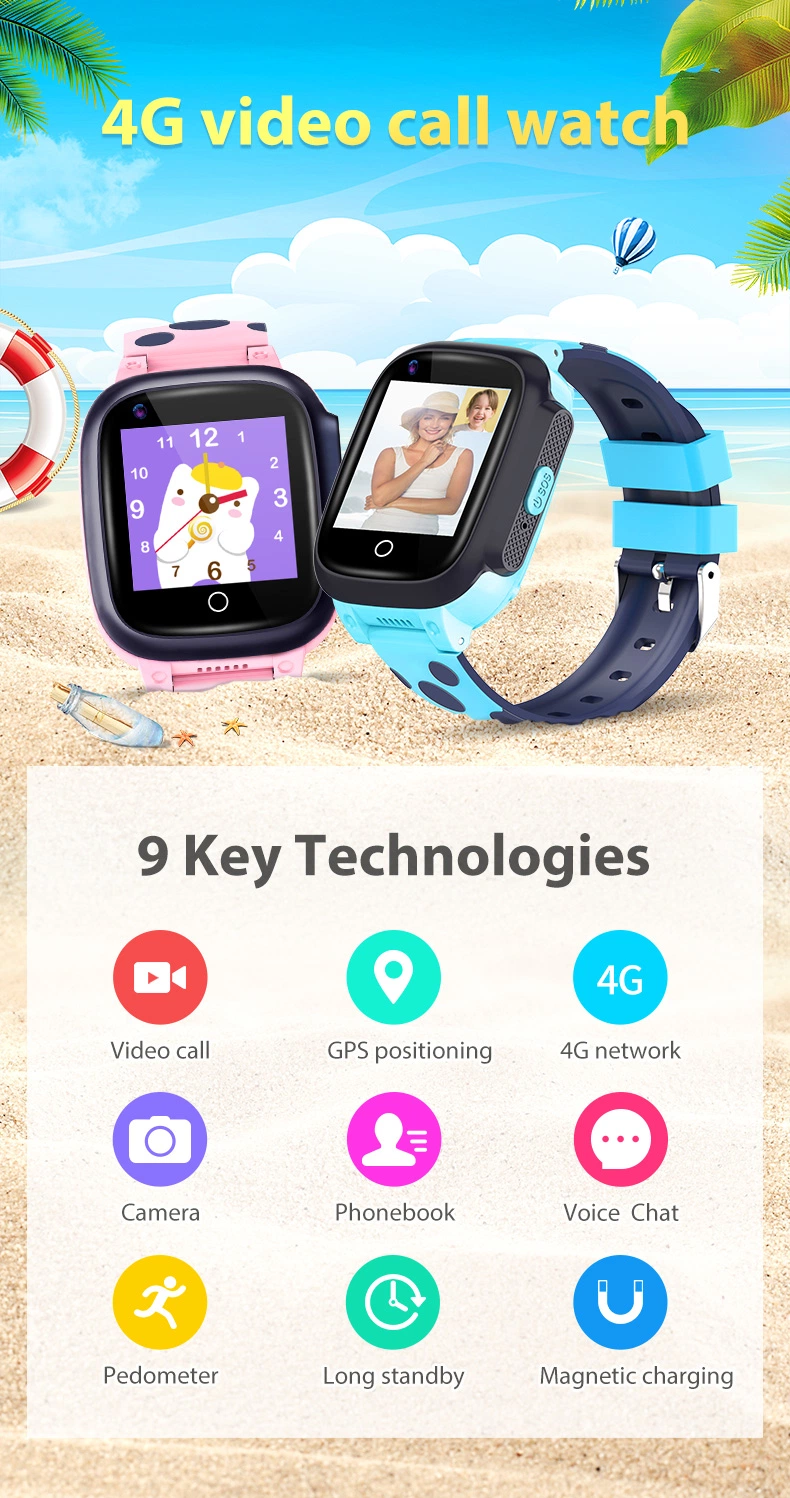 Heißer Verkauf China Fabrik 4G Videoanruf Wasserdicht IP67 Elternteil Steuern Sie Kinder Sicherheit Smart Watch Phone GPS Tracker mit Sos