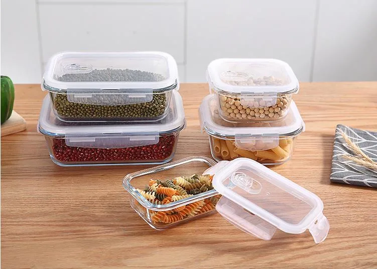 Multi-Color Glass Containers Meal Prep with Lids, Airtight Leak Proof Food Containers, Durable Lunch Glassware