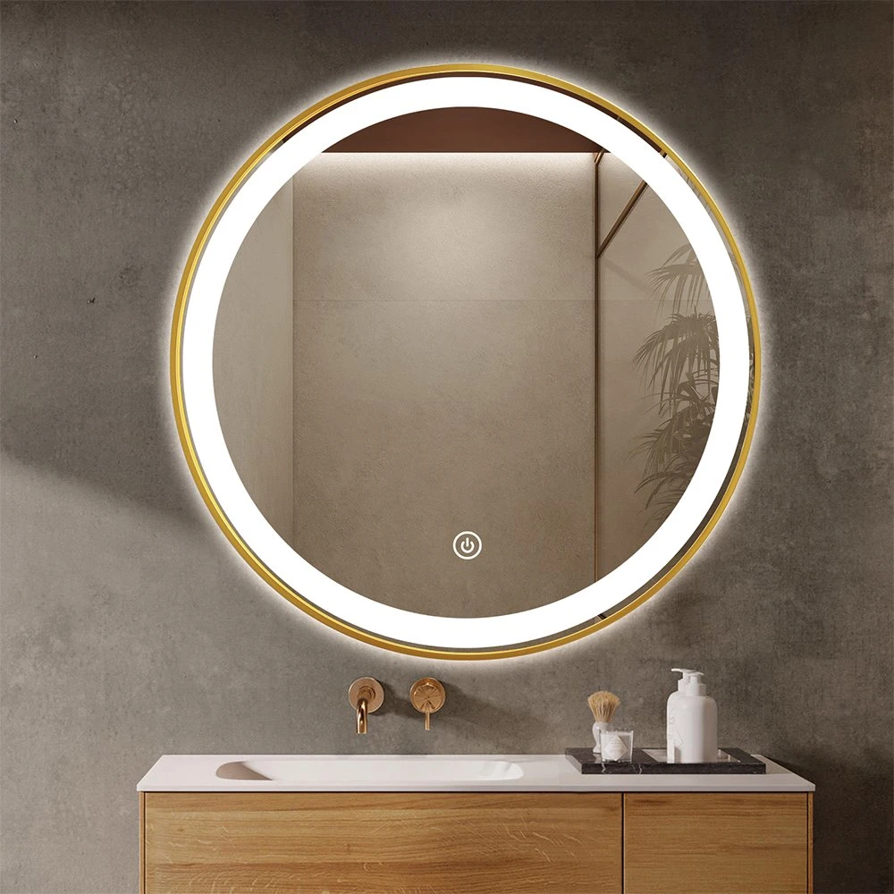 LED Bathroom Smart Mirror Hotel Bathroom Mirrors Sandblasting Aluminum Frame Gold/Black