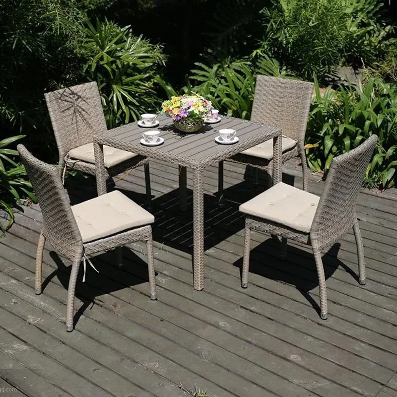 Moderne Rattan Garten Wicker Kostenlose Kombination Patio Möbel Cafe Restaurant Wicker Kunststoff Rattan Tischstuhl Möbel