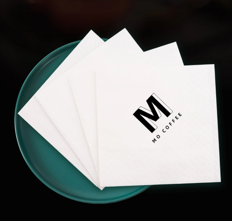 Logótipo único de duas cores impresso em papel tissue comercial Napkin Hotel Restaurante Paper Napkin