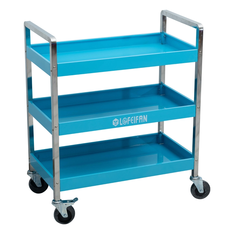 Three Tiers Heavy Duty Tool Rack Hardware Shelf Tool Trolley Mobile Cart