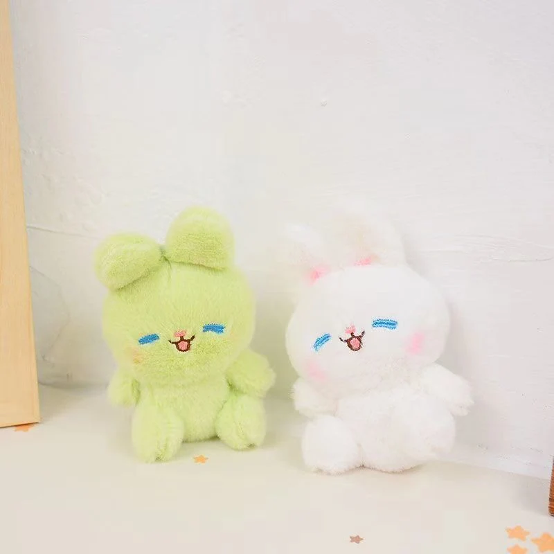 Cartoon Silly Cute Little Bunny Plush Pendant Creative Sleepy Bunny Doll Keychain Girls Bag Jewelry Gift