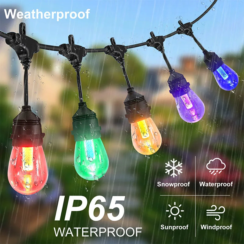 Multi-Color Smart S14 Outdoor String Lights Holiday Festival Party Ornament LED Lighting High Waterproof IP65 100FT