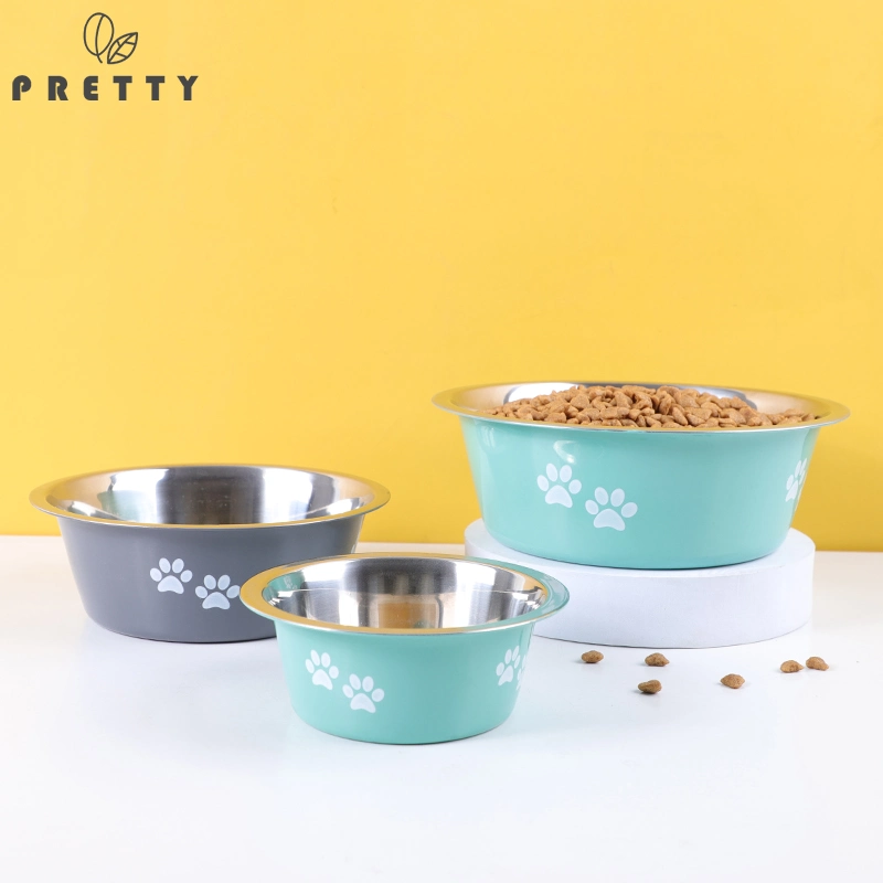 Wholesale/Supplier Pet Supply Products Accessories Dog Food Container Dish Plate Spray Paint Process Stainless Steel Pet Bowl Feeder