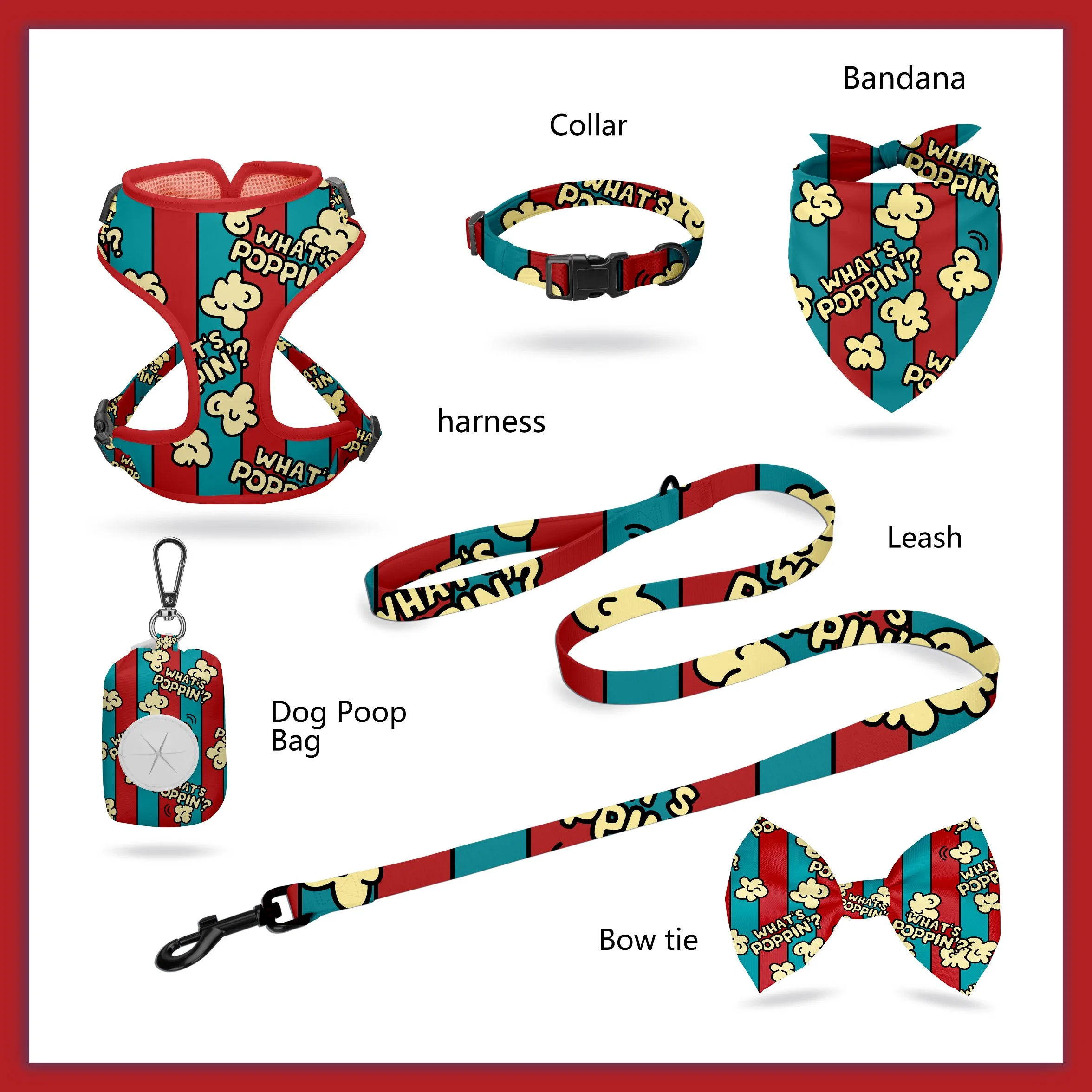 Hanyang OEM personnalisé PET Accessoires impression Reflective harnais réglable Quick Libérez le jeu de harnais pour chien à motif polyester ajouté