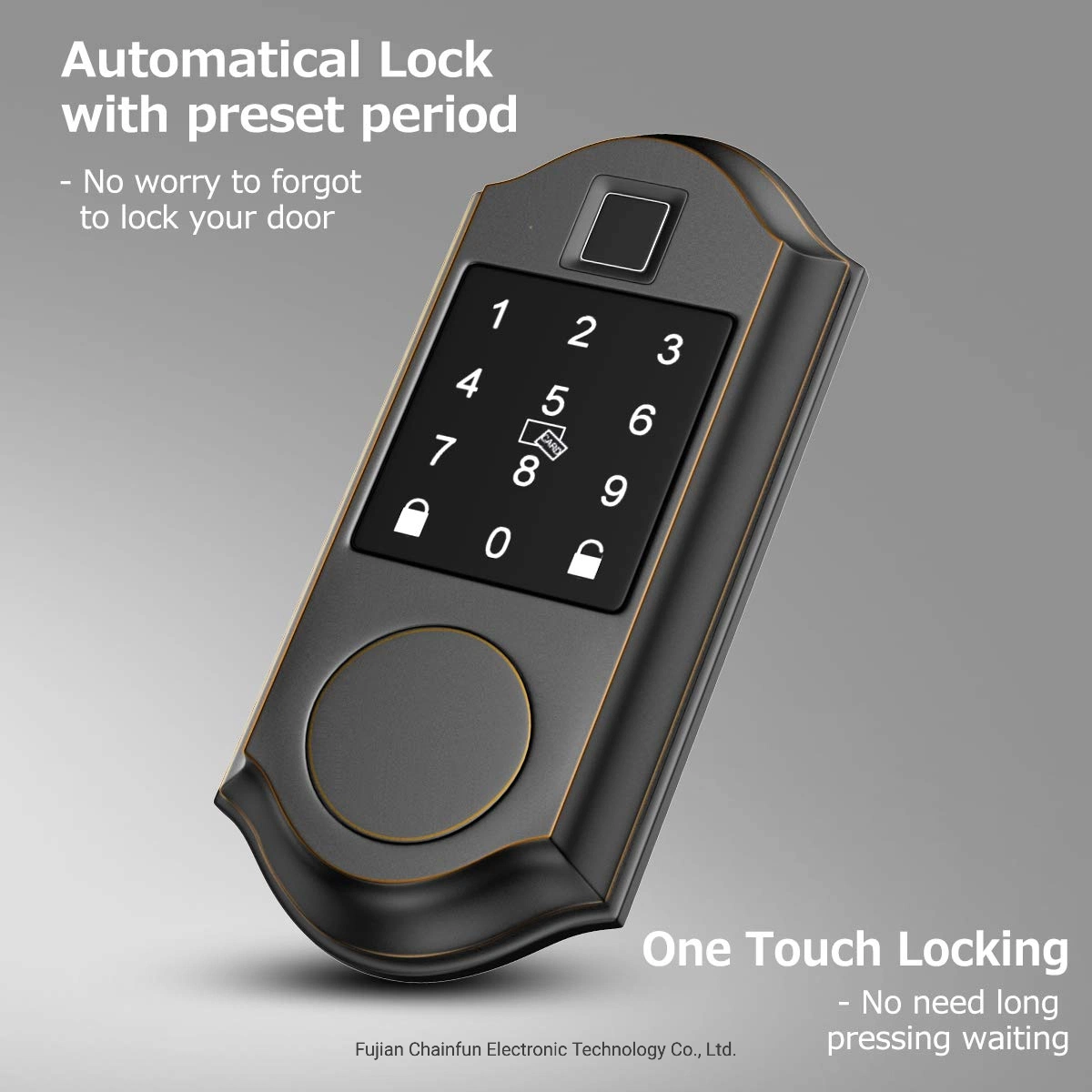 Keypad Wi-Fi Electronic Single-Cylinder Smart Lock Deadbolt Featuring Smartkey Security