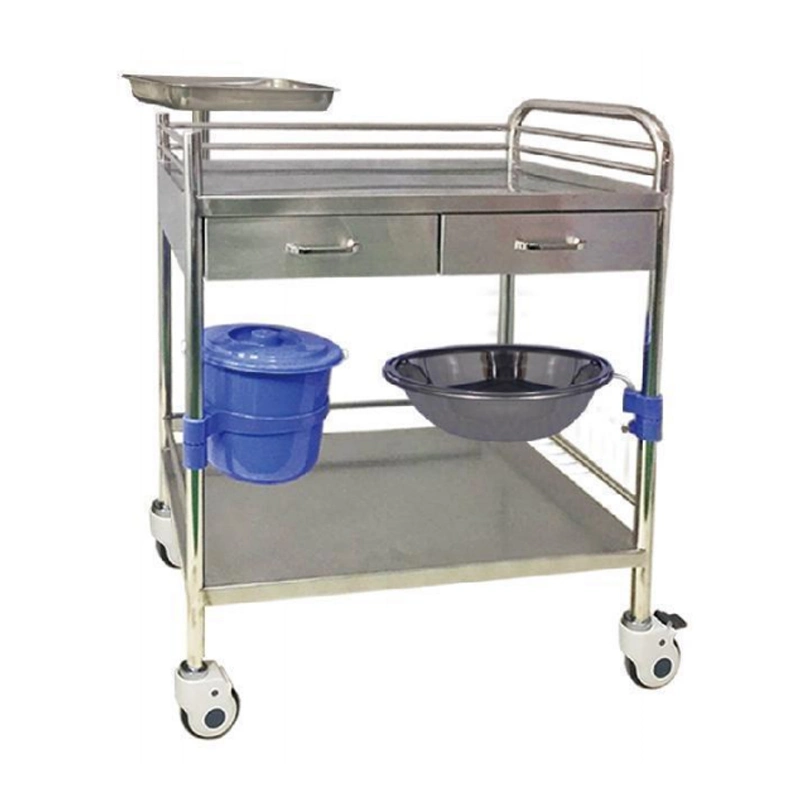 Hot Sell Hospital Operating Room Metal Crash Cart Nurse Treatment عربة تروللى عيادة طبية من الفولاذ المقاوم للصدأ المتنقلة