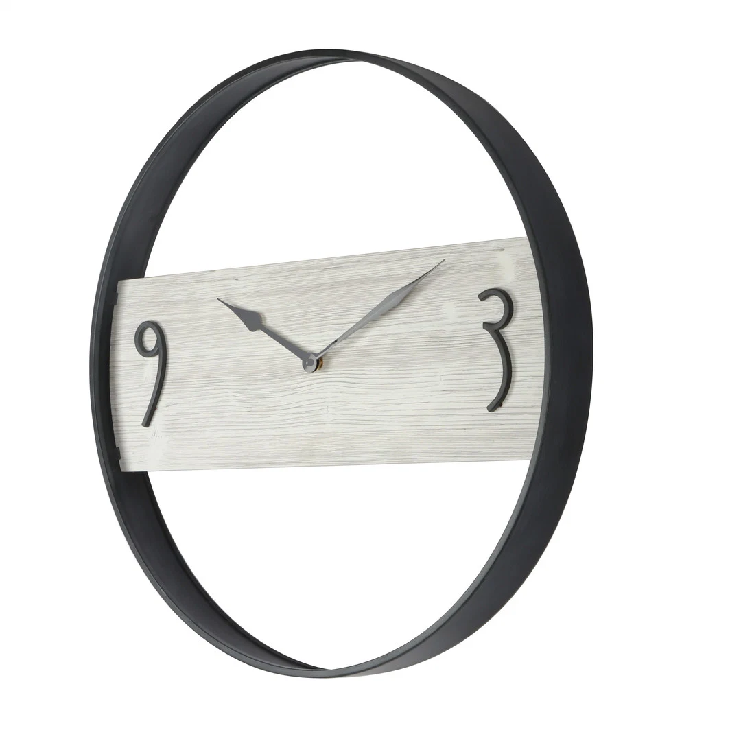 Simple Nordic Style Home Decoration Metal & Wood Wall Clock