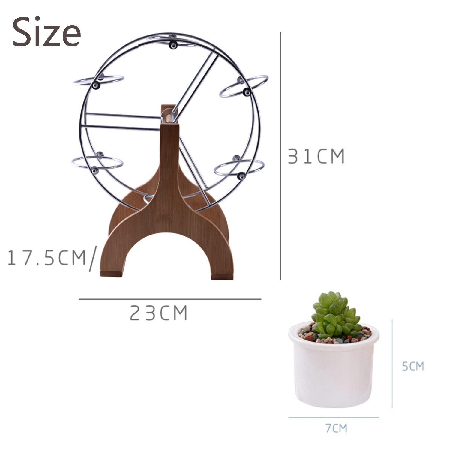 Set of Ferris Wheel Flowerpots White Ceramic Garden Decor Planters