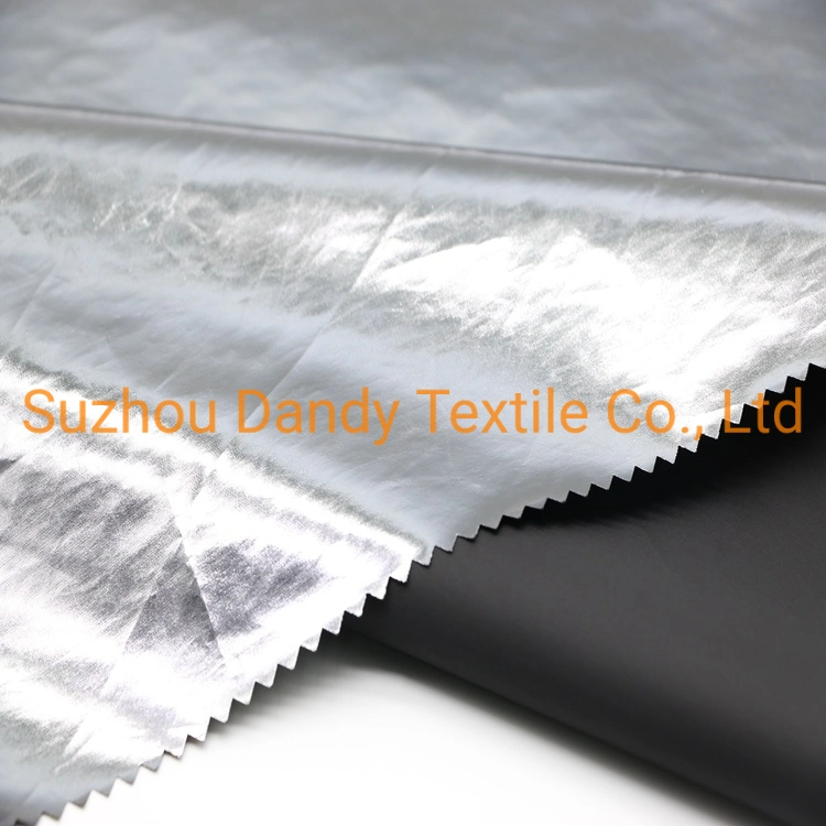 100% Polyester Silver Print Foil Fabric for Down Jacket and Garment