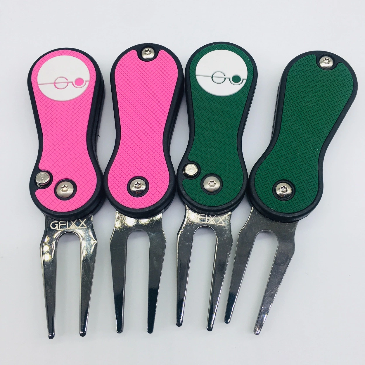 Metal Divot Tool with Customized Polymer Logo Golf Pitchfork